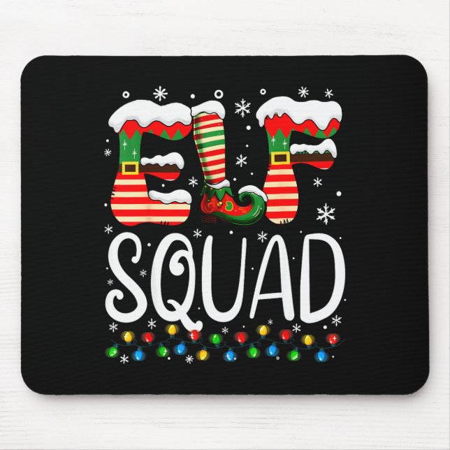 Elf Family Christmas Matching Pajamas Xmas Elf Squ Mouse Mat (Front)