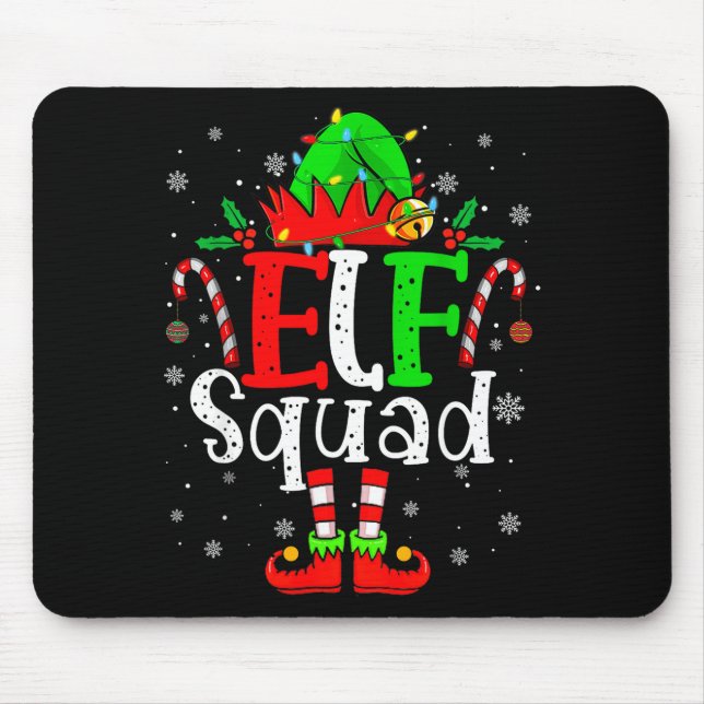 Elf Family Christmas Matching Pajamas Xmas Elf Squ Mouse Mat (Front)
