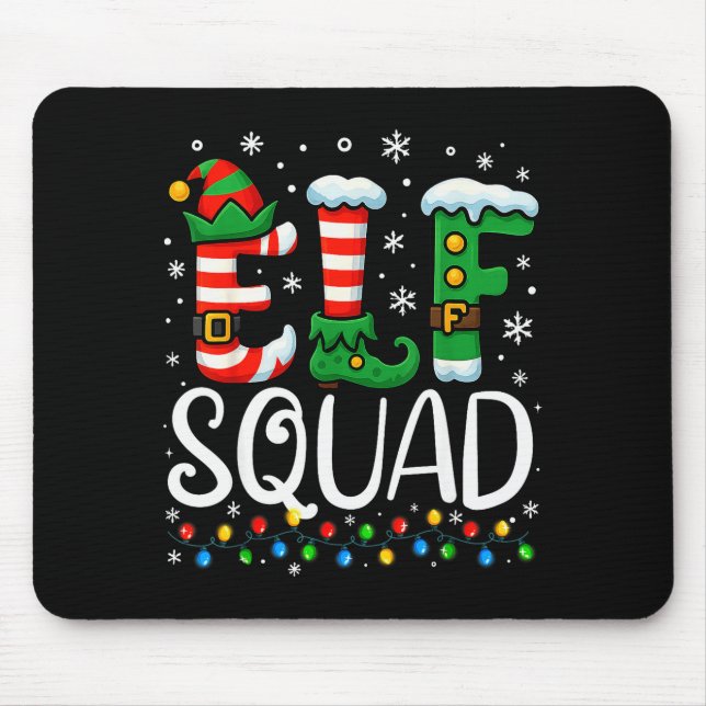 Elf Family Christmas Matching Pajamas Xmas Elf Squ Mouse Mat (Front)