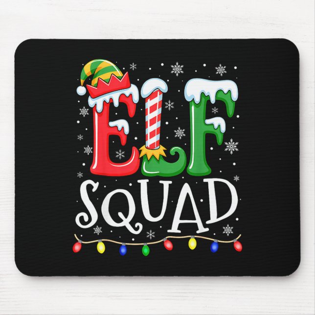 Elf Family Christmas Matching Pajamas Xmas Elf Squ Mouse Mat (Front)