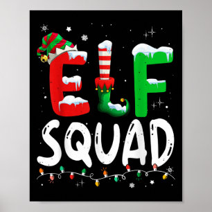 Elf Family Christmas Matching Pajamas Xmas Elf Squ Poster