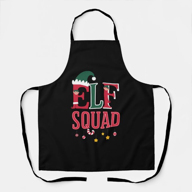 Elf Family Christmas Matching Pyjamas Elf Squad  Apron (Front)