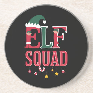 Elf Family Christmas Matching Pyjamas Elf Squad Coaster
