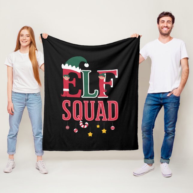 Elf Family Christmas Matching Pyjamas Elf Squad  Fleece Blanket (In Situ)