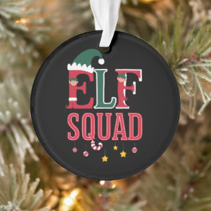 Elf Family Christmas Matching Pyjamas Elf Squad  Ornament