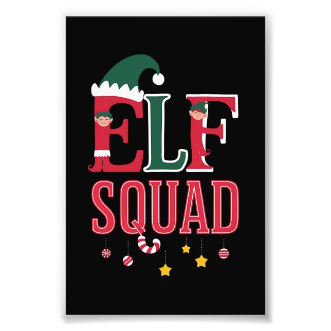 Elf Family Christmas Matching Pyjamas Elf Squad  Photo Print (Front)