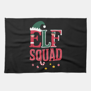 Elf Family Christmas Matching Pyjamas Elf Squad Tea Towel