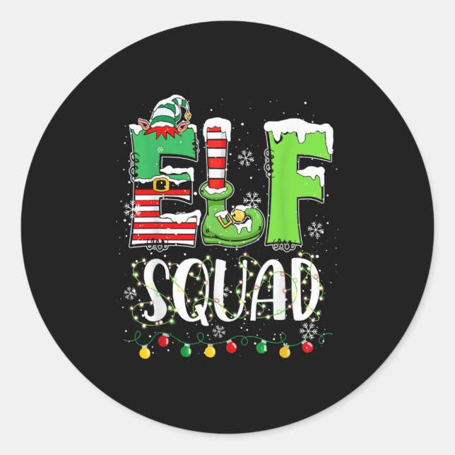 Elf Family Christmas Matching Pyjamas Funny Xmas E Classic Round Sticker (Front)