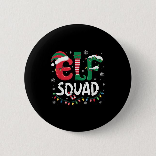 Elf Family Christmas Matching Pyjamas Xmas Elf Squ 6 Cm Round Badge (Front)