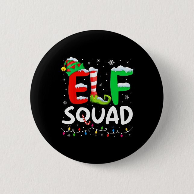 Elf Family Christmas Matching Pyjamas Xmas Elf Squ 6 Cm Round Badge (Front)