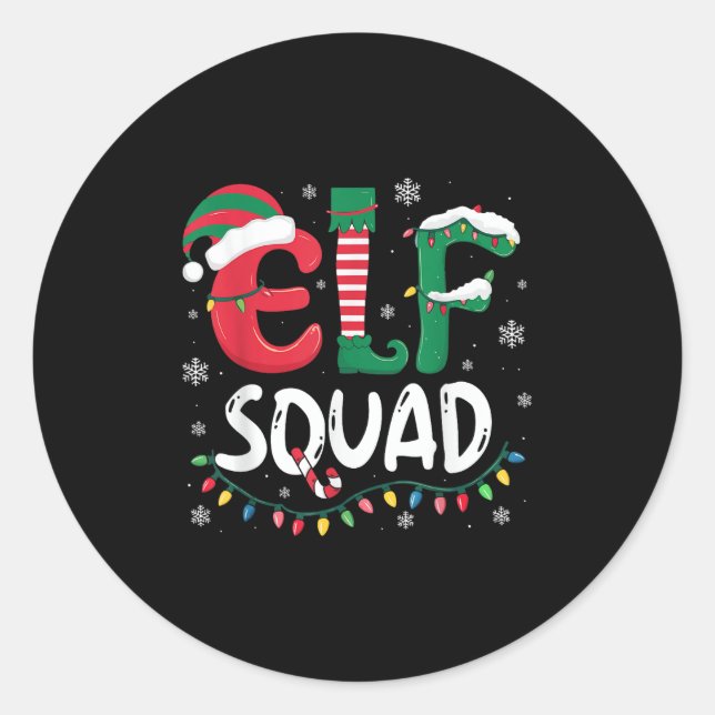 Elf Family Christmas Matching Pyjamas Xmas Elf Squ Classic Round Sticker (Front)