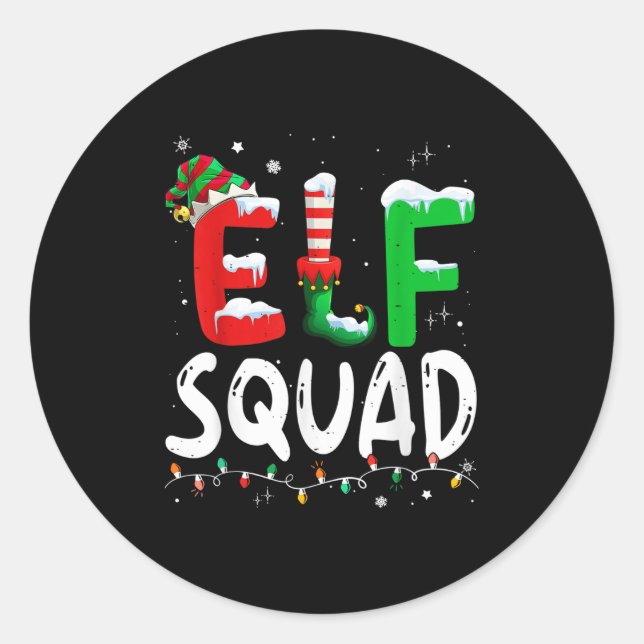 Elf Family Christmas Matching Pyjamas Xmas Elf Squ Classic Round Sticker (Front)