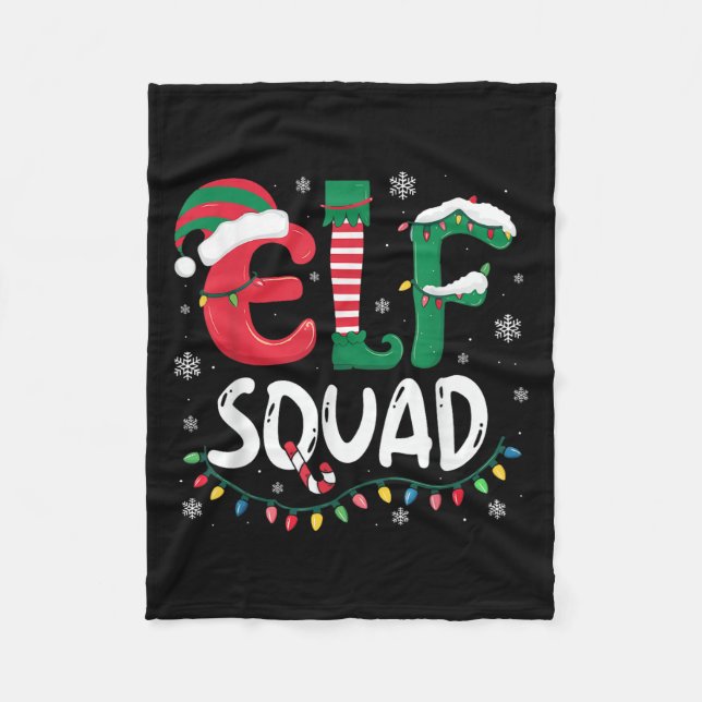 Elf Family Christmas Matching Pyjamas Xmas Elf Squ Fleece Blanket (Front)