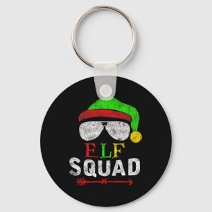 Elf Family Christmas Matching Pyjamas Xmas Elf Squ Key Ring