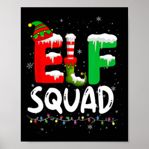 Elf Family Christmas Matching Pyjamas Xmas Elf Squ Poster