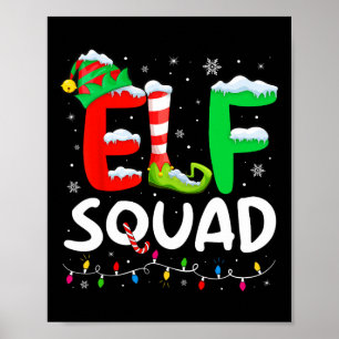 Elf Family Christmas Matching Pyjamas Xmas Elf Squ Poster