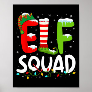 Elf Family Christmas Matching Pyjamas Xmas Elf Squ Poster