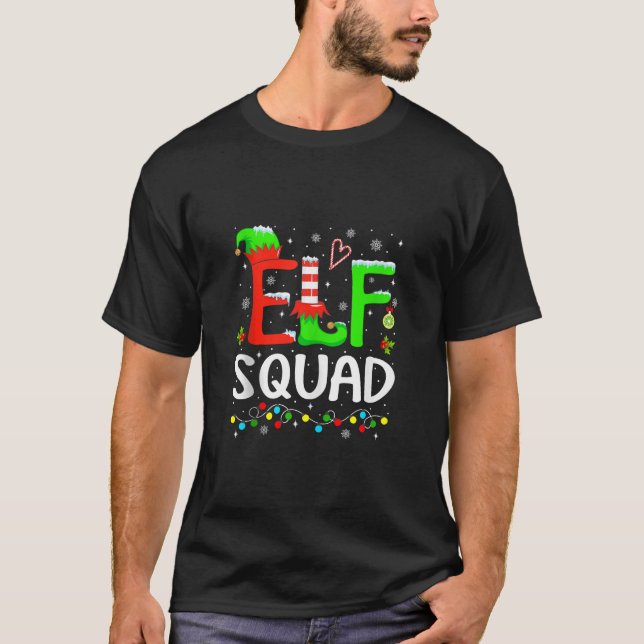 Elf Family Christmas Matching Pyjamas Xmas Lights  T-Shirt (Front)