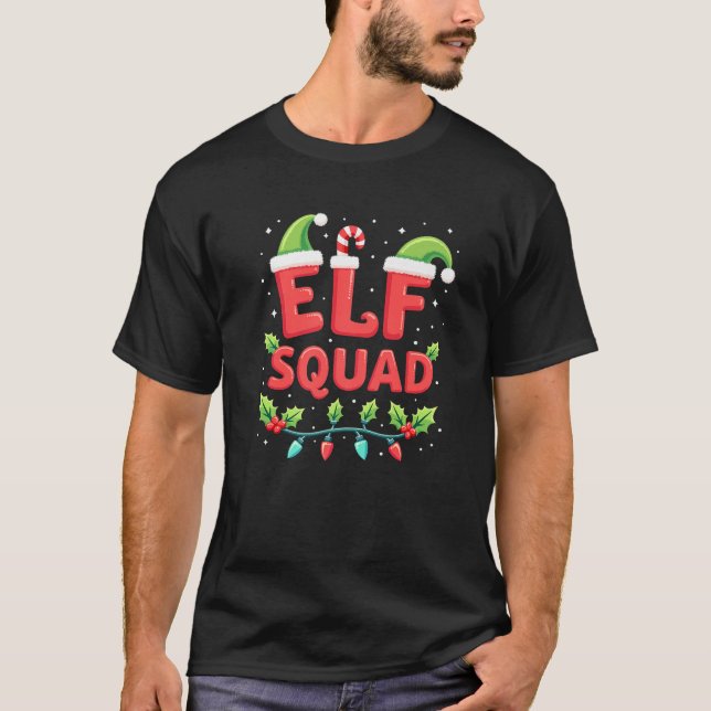 Elf Family Xmas Christmas Matching Pyjamas Elf Squ T-Shirt (Front)
