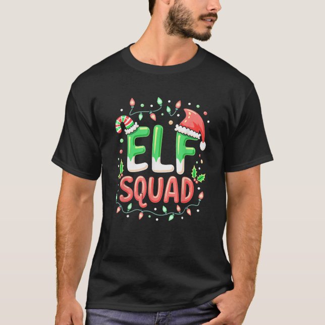 Elf Family Xmas Christmas Matching Pyjamas Elf Squ T-Shirt (Front)