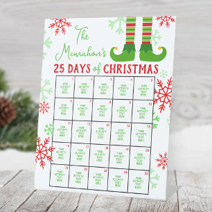 Elf Feet 25 Days of Christmas Activity Pedestal Sign