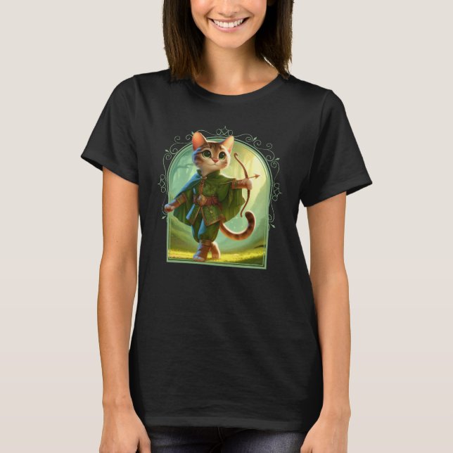 Elf Feline Fantasy Adventure T-Shirt (Front)
