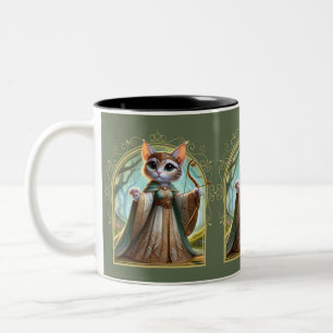 Elf Feline Fantasy Adventure Two-Tone Coffee Mug