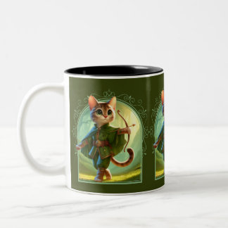 Elf Feline Fantasy Adventure Two-Tone Coffee Mug
