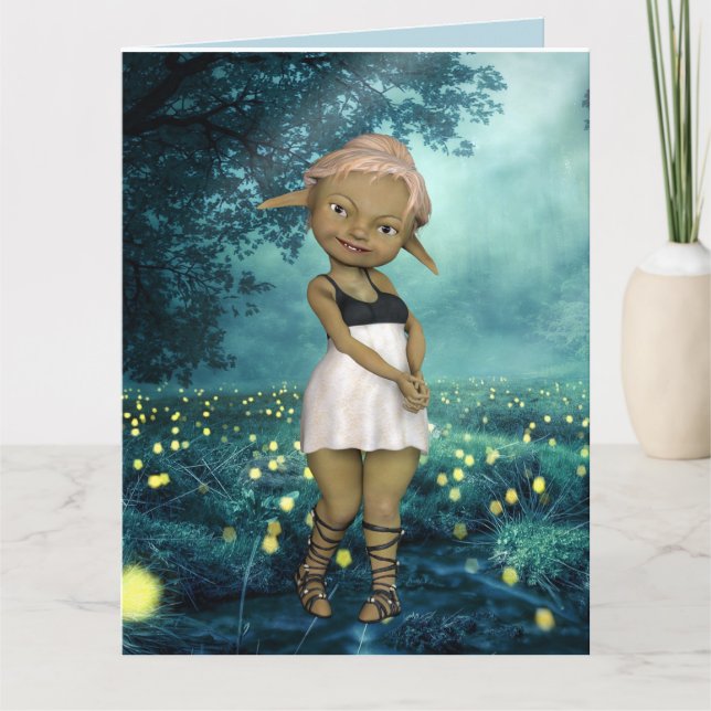 ELF GIRL FIREFLIES FOREST BIRTHDAY Greeting Card (Front)