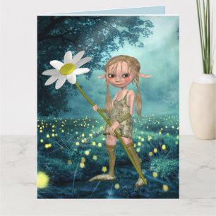 ELF GIRL FIREFLIES FOREST BIRTHDAY Greeting Card