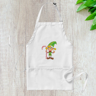Elf Girl With Candy Cane Standard Apron