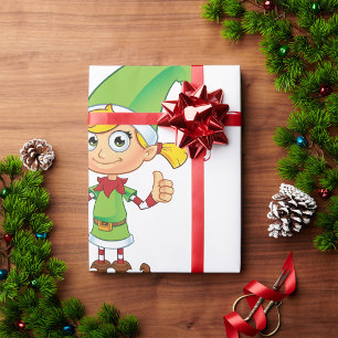 Elf Girl With Candy Cane Wrapping Paper