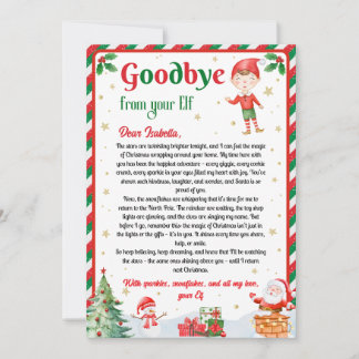 Elf Goodbye Letter Goodbye from Elf Christmas Invitation