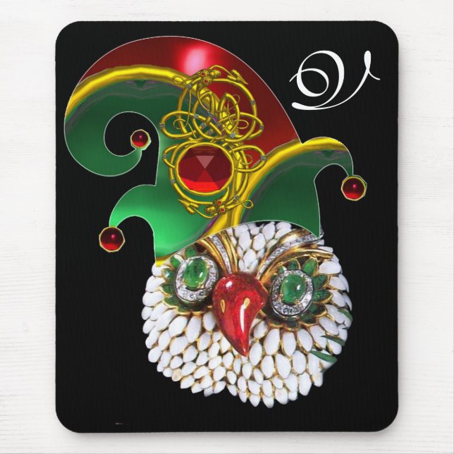 ELF HAT /GOLD JEWELS AND CELTIC KNOTS,GEM MONOGRAM MOUSE MAT (Front)