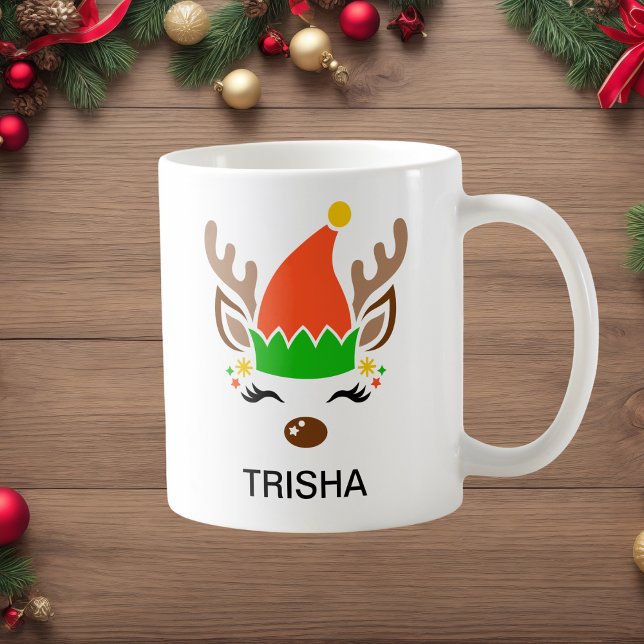 Elf Hat Reindeer Christmas Custom Name Holiday Coffee Mug (Elf Hat Reindeer Christmas Custom Name Holiday Coffee Mug
)