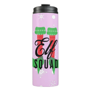 Elf Heels Squad Christmas Holiday Snowflakes Pink  Thermal Tumbler