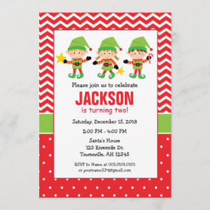 Elf Holiday Birthday Party Invitation