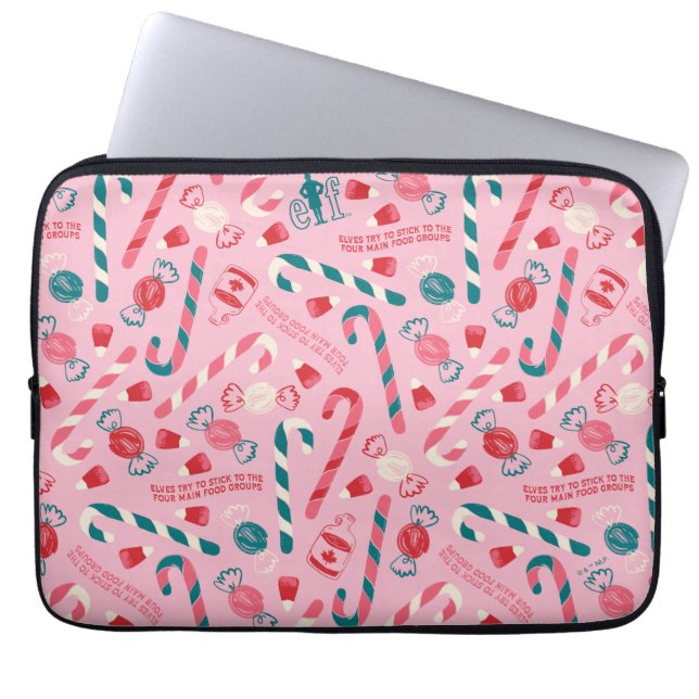 Elf Holiday Candy Pattern Laptop Sleeve (Front)