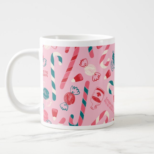 Elf Holiday Candy Pattern Large Coffee Mug (Left)