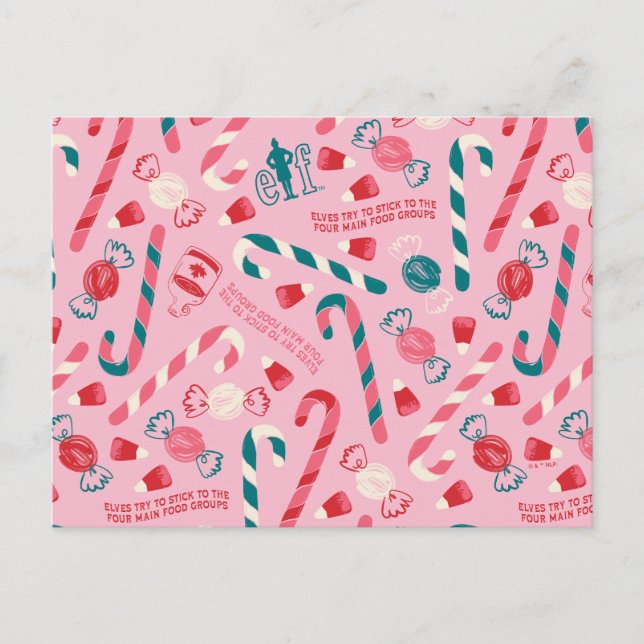 Elf Holiday Candy Pattern Postcard (Front)