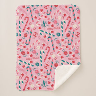 Elf Holiday Candy Pattern Sherpa Blanket