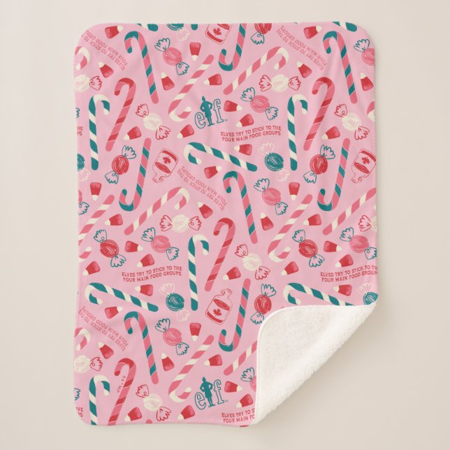 Elf Holiday Candy Pattern Sherpa Blanket (Front)