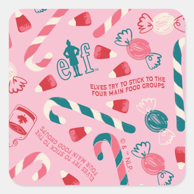 Elf Holiday Candy Pattern Square Sticker (Front)