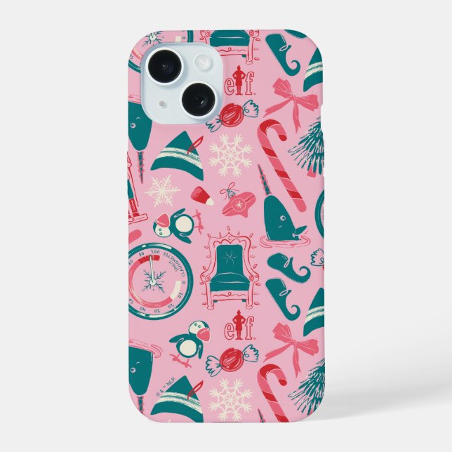 Elf Holiday Framed Icon Pattern iPhone 15 Case (Back)