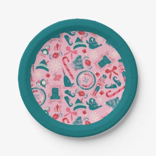 Elf Holiday Framed Icon Pattern Paper Plate