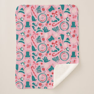 Elf Holiday Framed Icon Pattern Sherpa Blanket