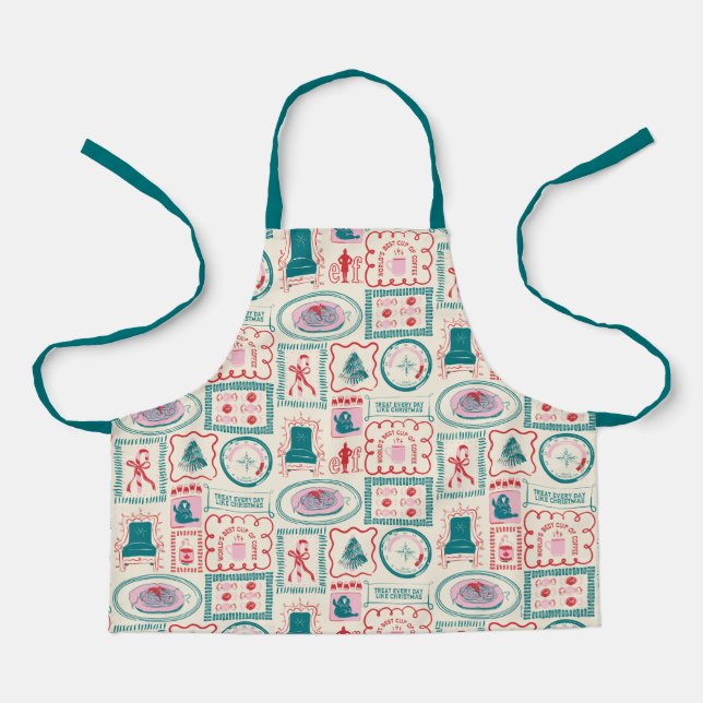 Elf Holiday Icon Pattern Apron (Front)