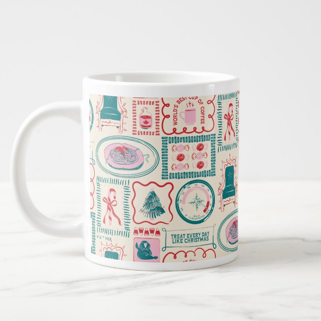 Elf Holiday Icon Pattern Large Coffee Mug (Left)