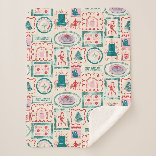 Elf Holiday Icon Pattern Sherpa Blanket (Front)