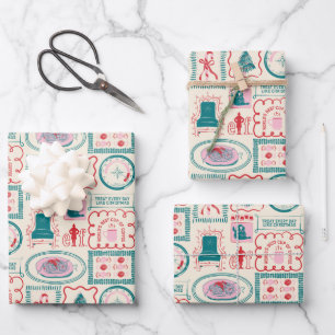 Elf Holiday Icon Pattern Wrapping Paper Sheet